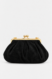 Schwarze Wildledertasche