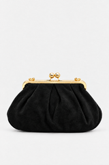 Schwarze Wildledertasche