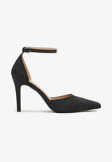 Schwarze glitzernde Stilettos mit dünnem Absatz