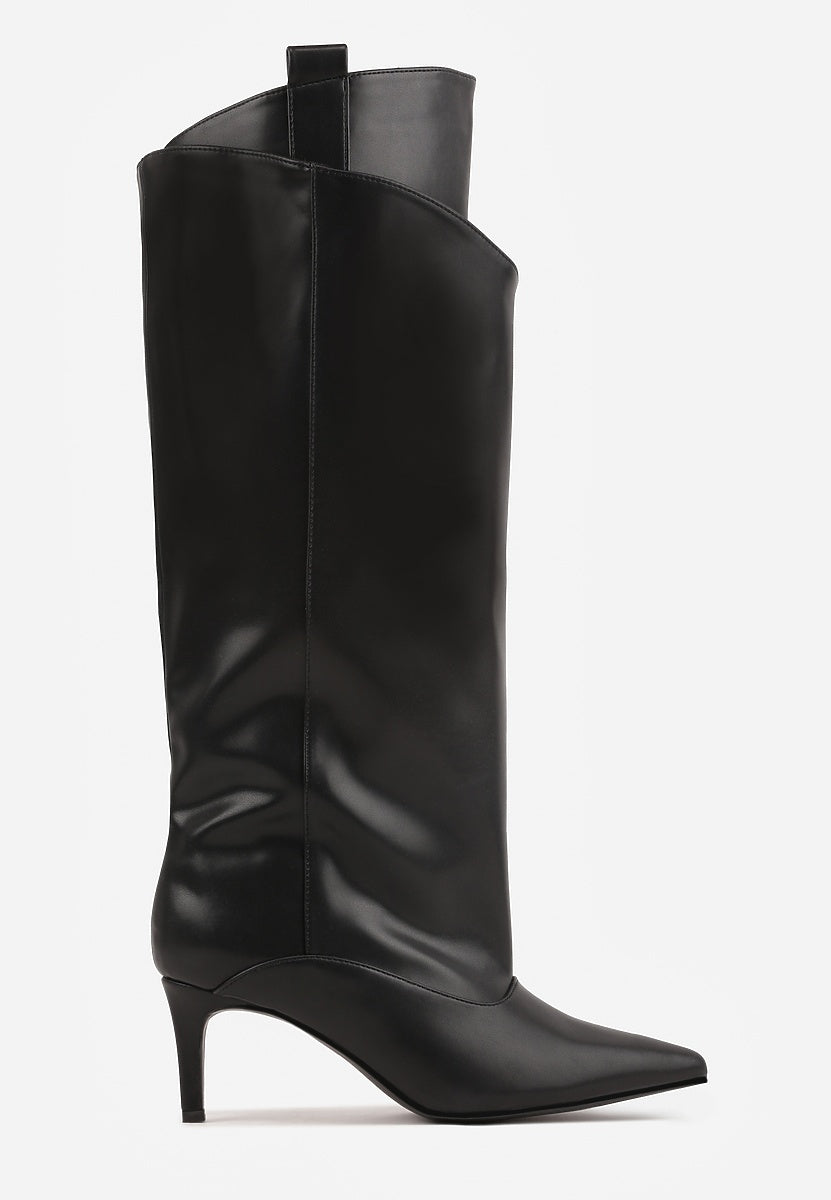 Schwarze Stiefel mit dünnem Absatz