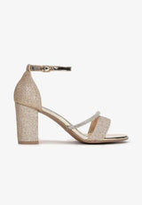 Goldene Blockabsatz-Sandalen