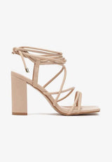 Beige Sandalen mit Blockabsatz