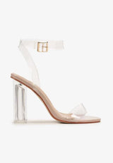 Beige, transparente Blockabsatz-Sandalen