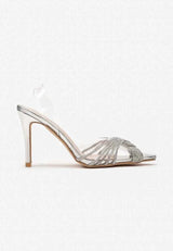 Silberne Stilettos mit dünnem Absatz