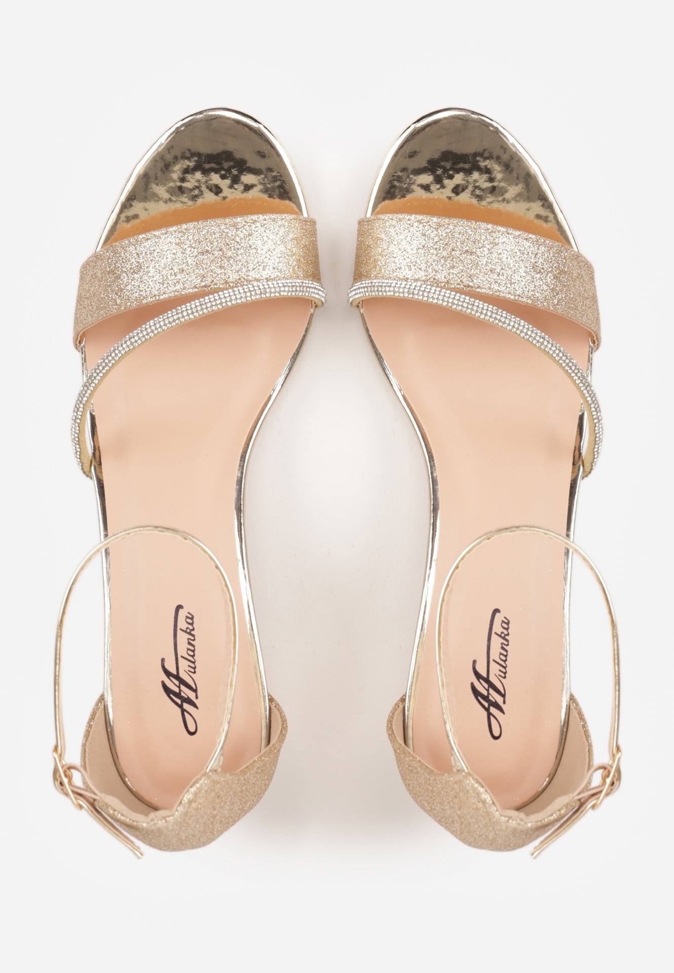 Goldene Blockabsatz-Sandalen