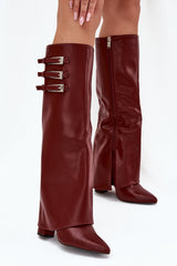Bordeauxfarbene Stiefel mit Blockabsatz