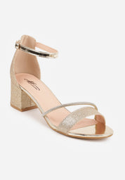 Goldene Blockabsatz-Sandalen