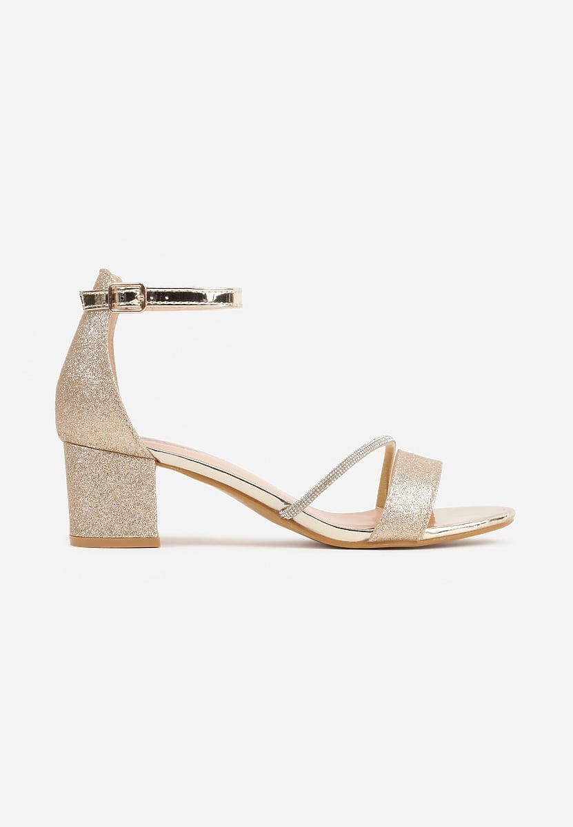 Goldene Blockabsatz-Sandalen