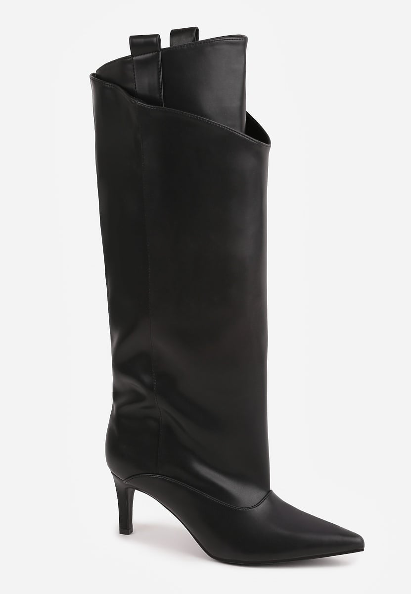 Schwarze Stiefel mit dünnem Absatz