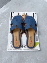 Flache Jeans-Pantoletten