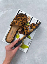 Leopard-Print Pantoletten
