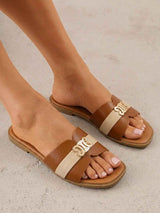 Camel flache Pantoletten