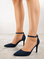 Dunkelblaue Stilettos mit dünnem Absatz