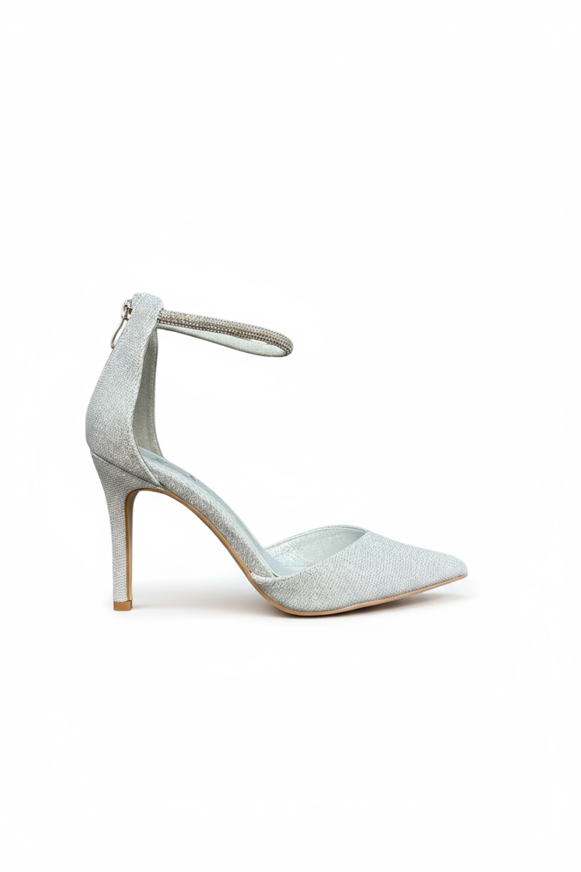 Silberne Stilettos mit dünnem Absatz