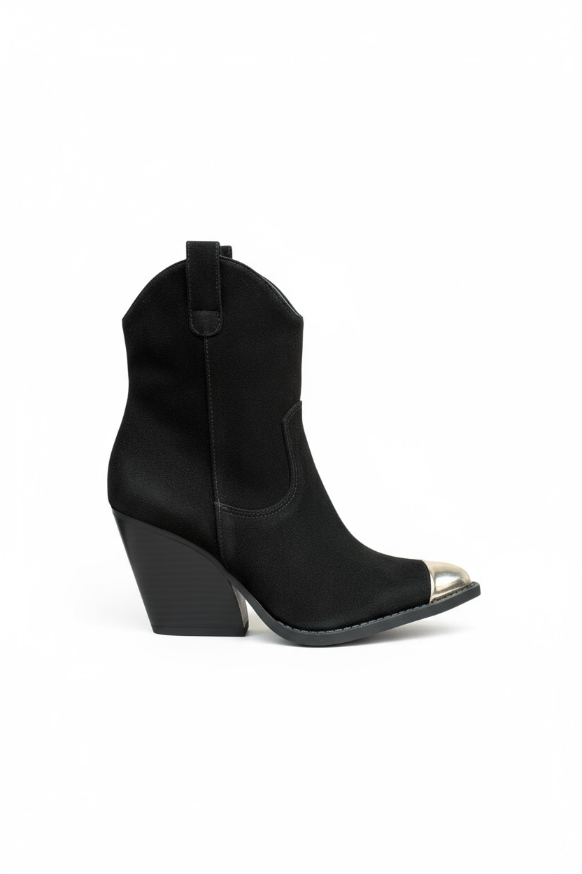 Schwarze Stiefeletten mit Blockabsatz
