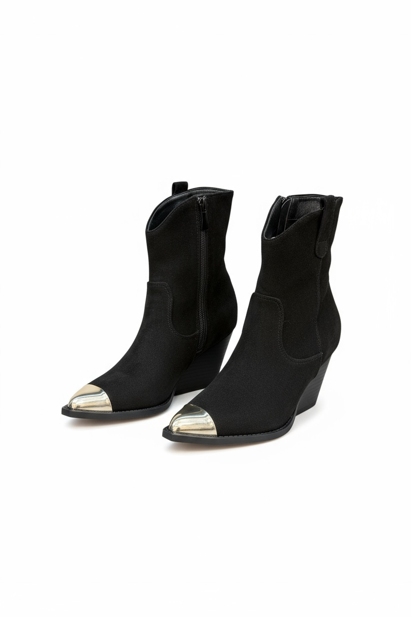 Schwarze Stiefeletten mit Blockabsatz