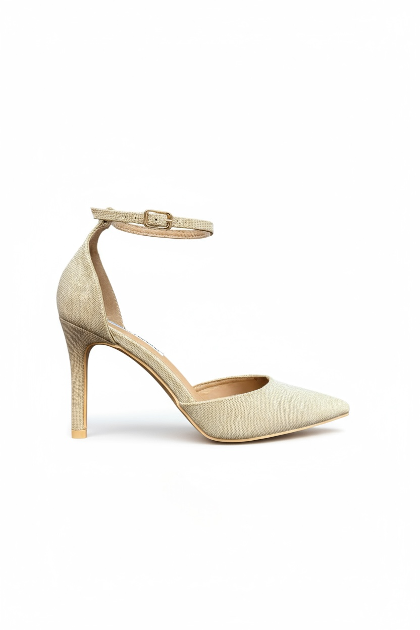 Goldene Glitzer-Stilettos mit dünnem Absatz
