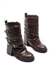 Braune Biker-Boots