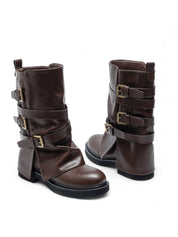 Braune Biker-Boots