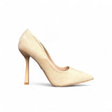 Beige Wildleder-Pumps mit dünnem Absatz