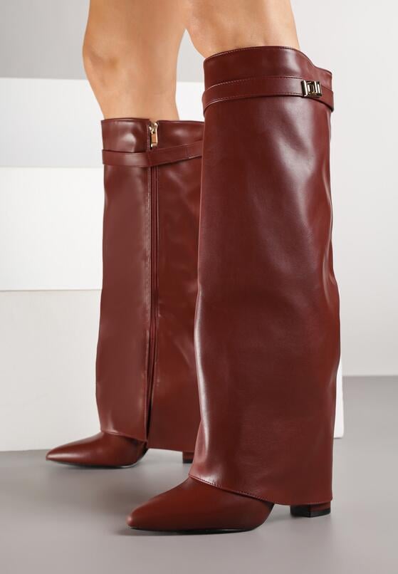 Bordeauxfarbene High Heels mit Blockabsatz