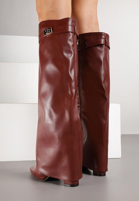 Bordeauxfarbene High Heels mit Blockabsatz