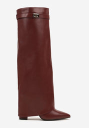 Bordeauxfarbene High Heels mit Blockabsatz