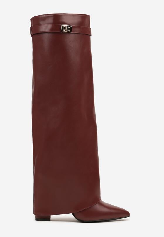 Bordeauxfarbene High Heels mit Blockabsatz