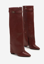 Bordeauxfarbene High Heels mit Blockabsatz