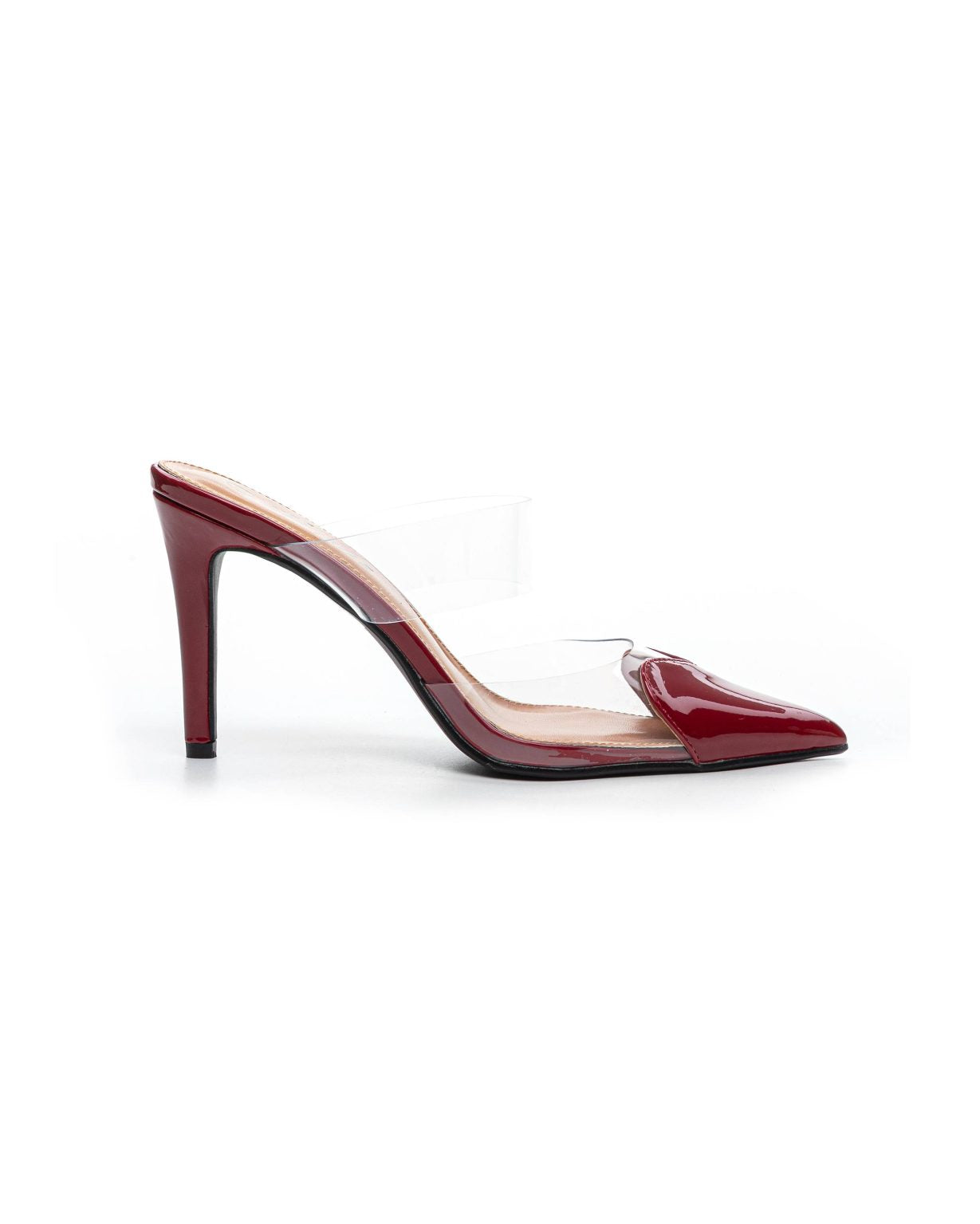 Bordeauxrote Stilettos mit dünnem Absatz