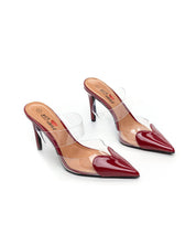 Bordeauxrote Stilettos mit dünnem Absatz
