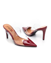 Bordeauxrote Stilettos mit dünnem Absatz