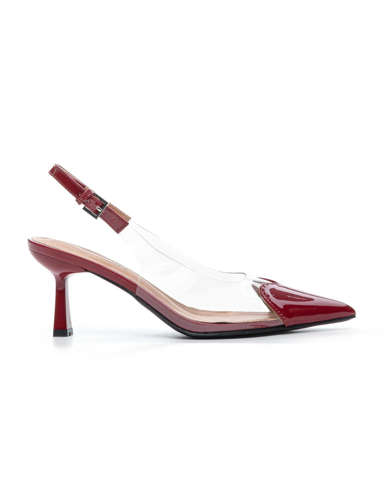 Bordeauxrote Stilettos mit dünnem Absatz