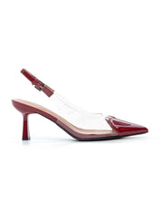 Bordeauxrote Stilettos mit dünnem Absatz