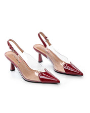 Bordeauxrote Stilettos mit dünnem Absatz