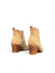 Khakifarbene Stiefeletten mit Blockabsatz