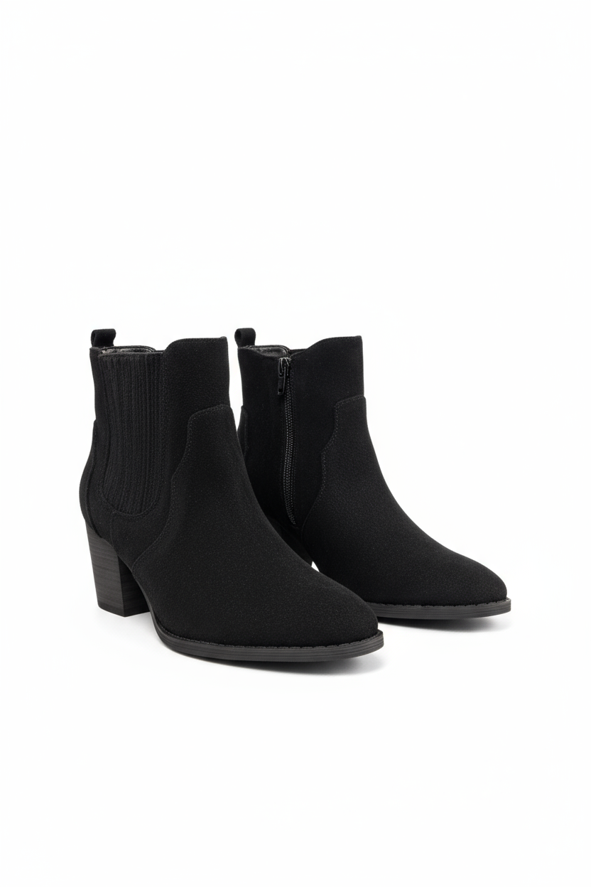 Schwarze Stiefeletten mit Blockabsatz