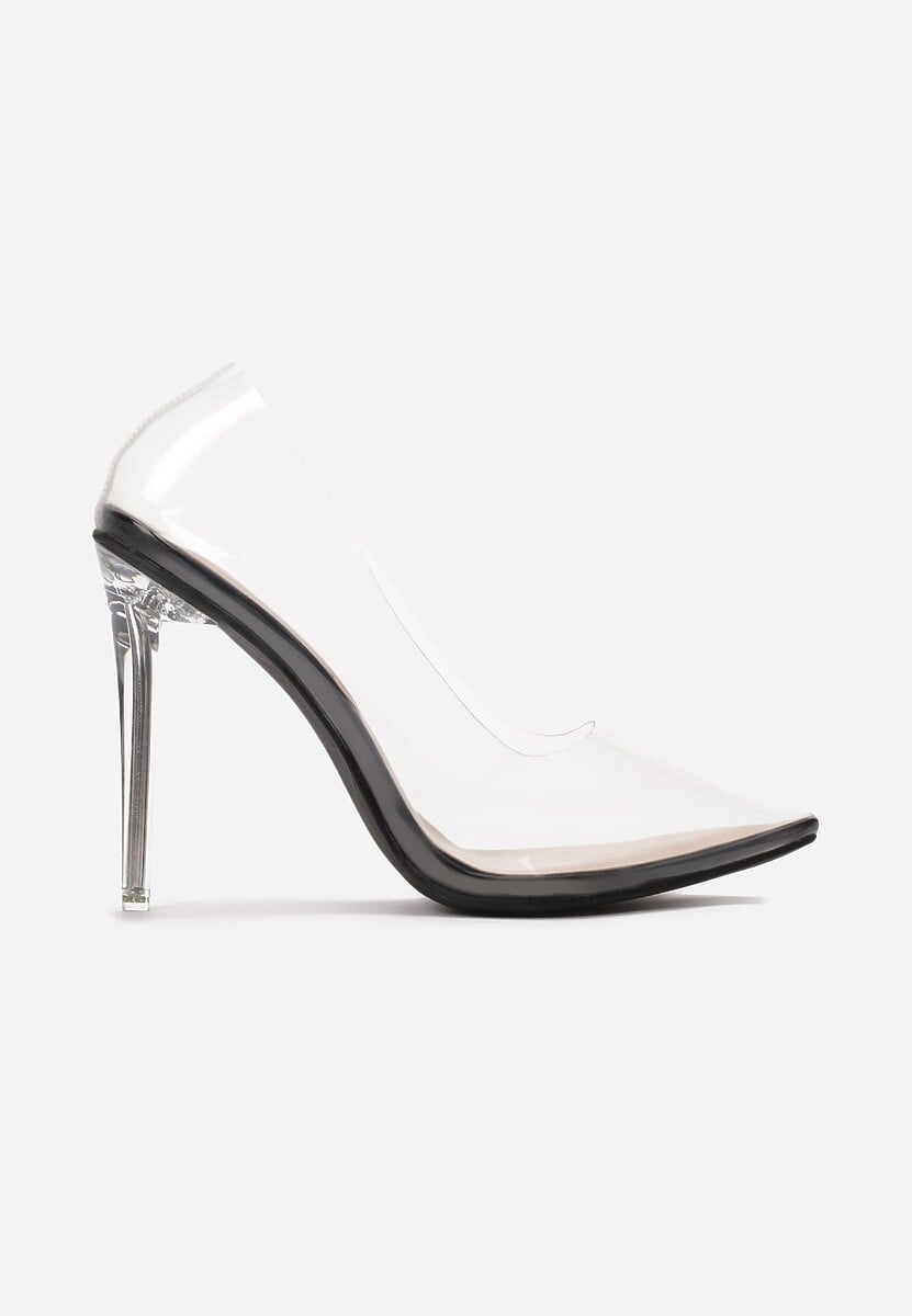 Transparente Pumps mit Stilettoabsatz und schwarzer Sohle