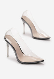 Transparente Pumps mit Stilettoabsatz und schwarzer Sohle