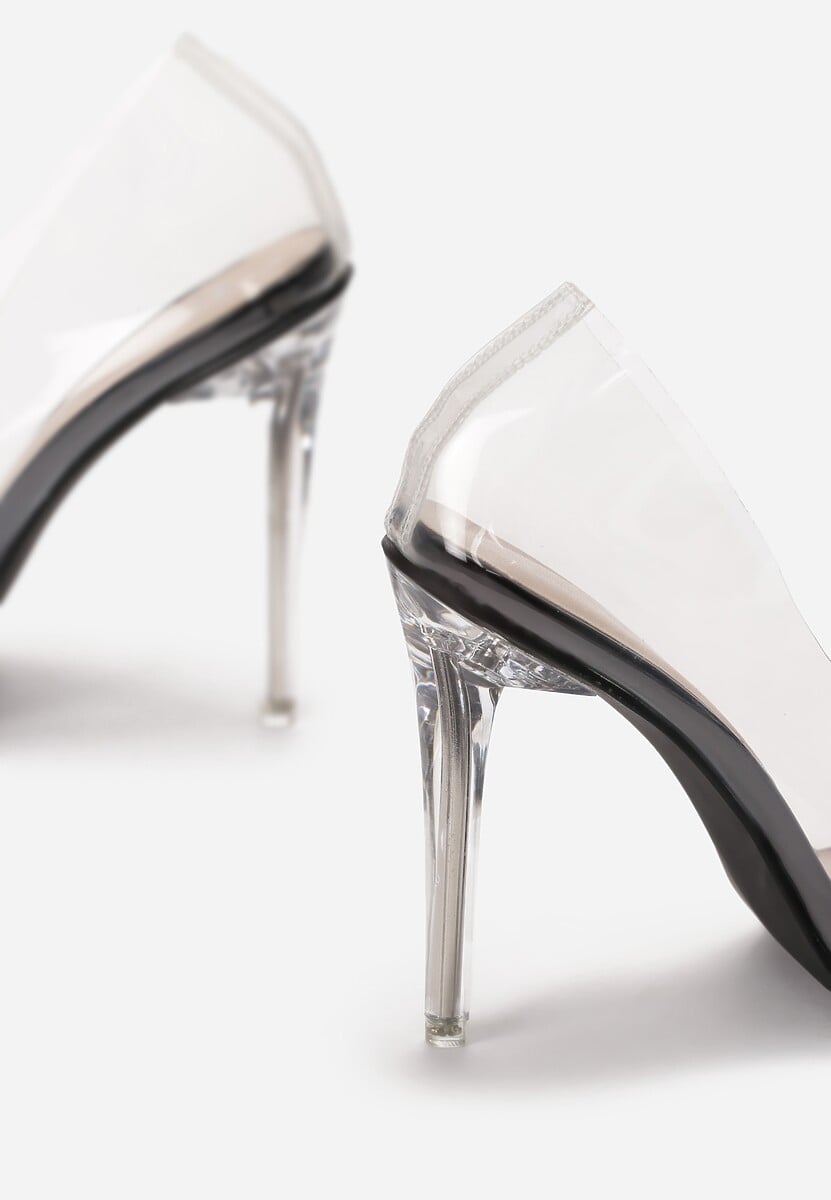 Transparente Pumps mit Stilettoabsatz und schwarzer Sohle