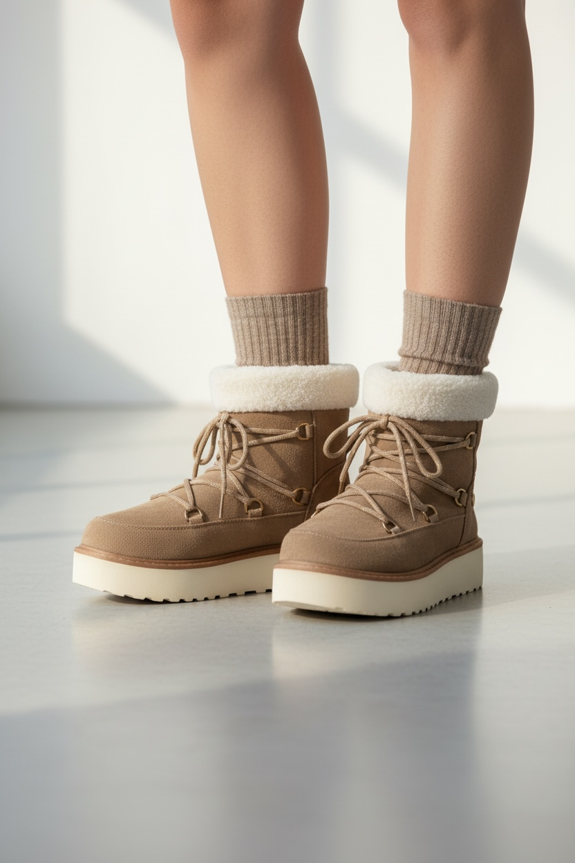 Khakifarbene Winterstiefeletten