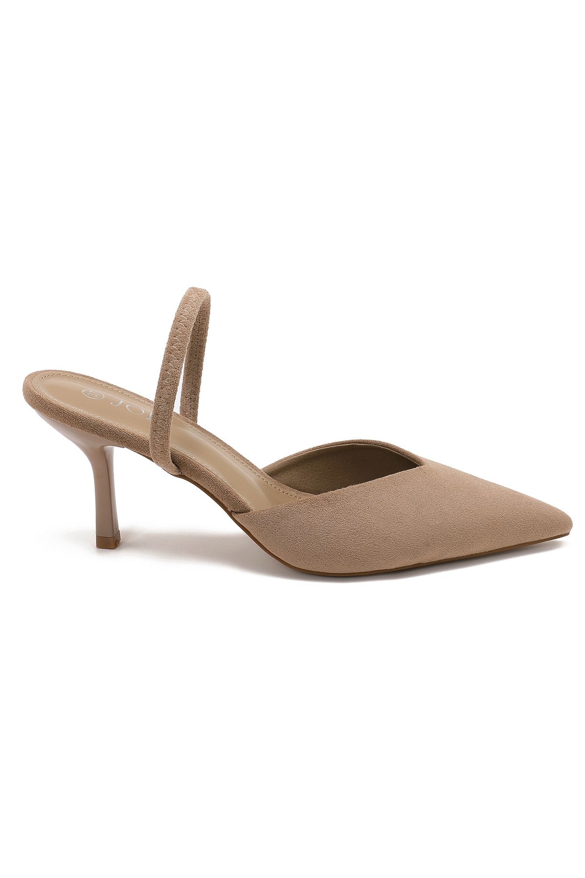 Khakifarbene Stilettos mit dünnem Absatz