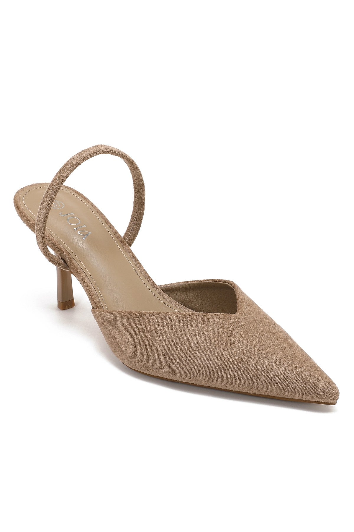 Khakifarbene Stilettos mit dünnem Absatz
