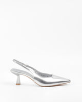 Silberne Stilettos mit dünnem Absatz