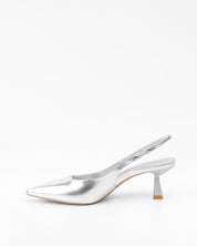Silberne Stilettos mit dünnem Absatz