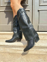 Schwarze hohe Cowboystiefel