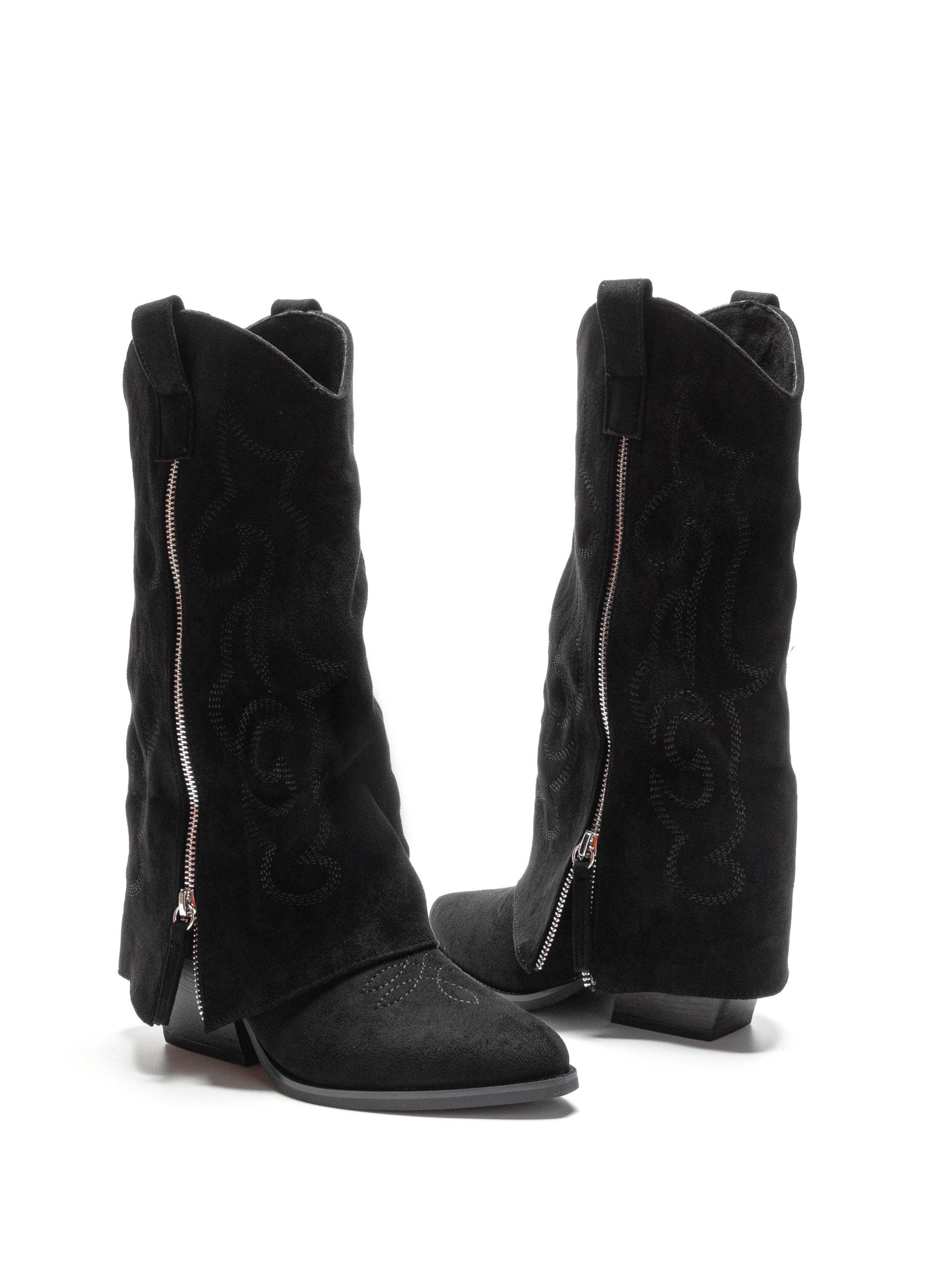 Schwarze Cowboystiefel mit Blockabsatz