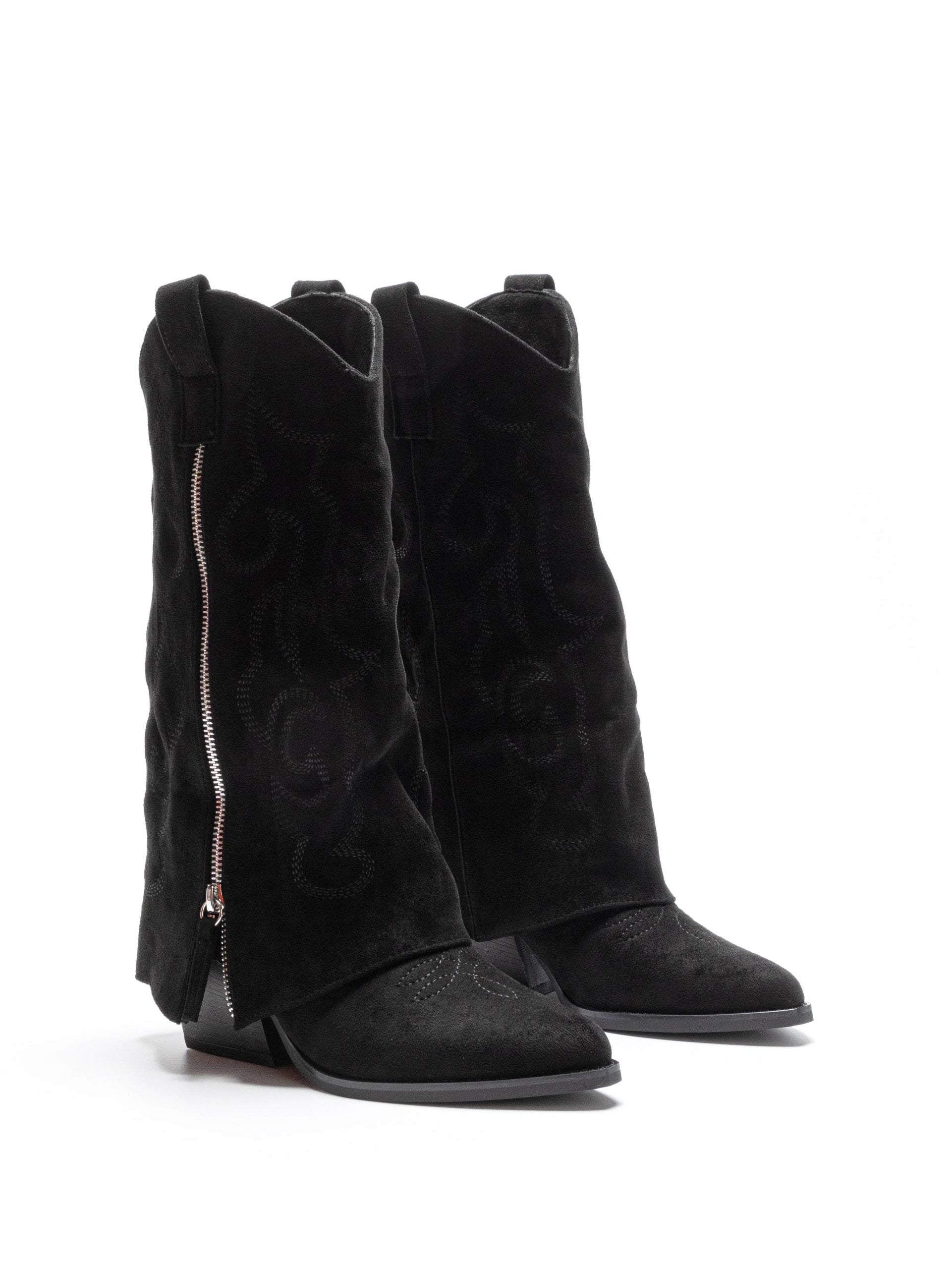 Schwarze Cowboystiefel mit Blockabsatz