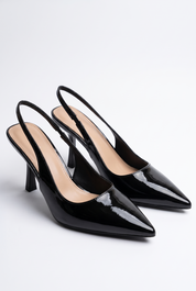 Schwarze Pumps aus Veloursleder mit Stilettoabsatz