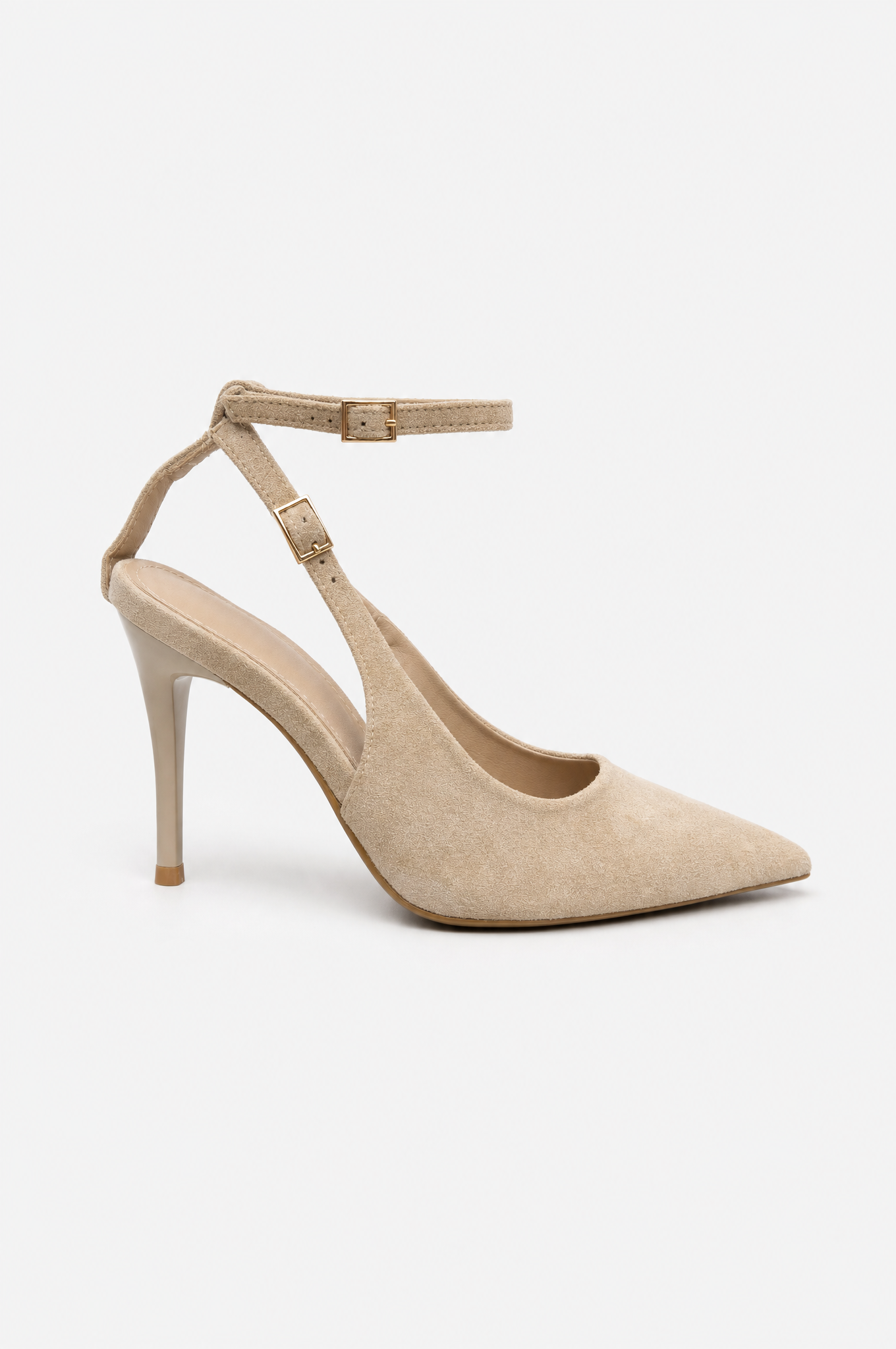 Khakifarbene Stilettos mit dünnem Absatz